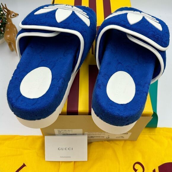 Men’s Gucci X Adidas, slide sandals size 9, made in Italy - Picture 6 of 9